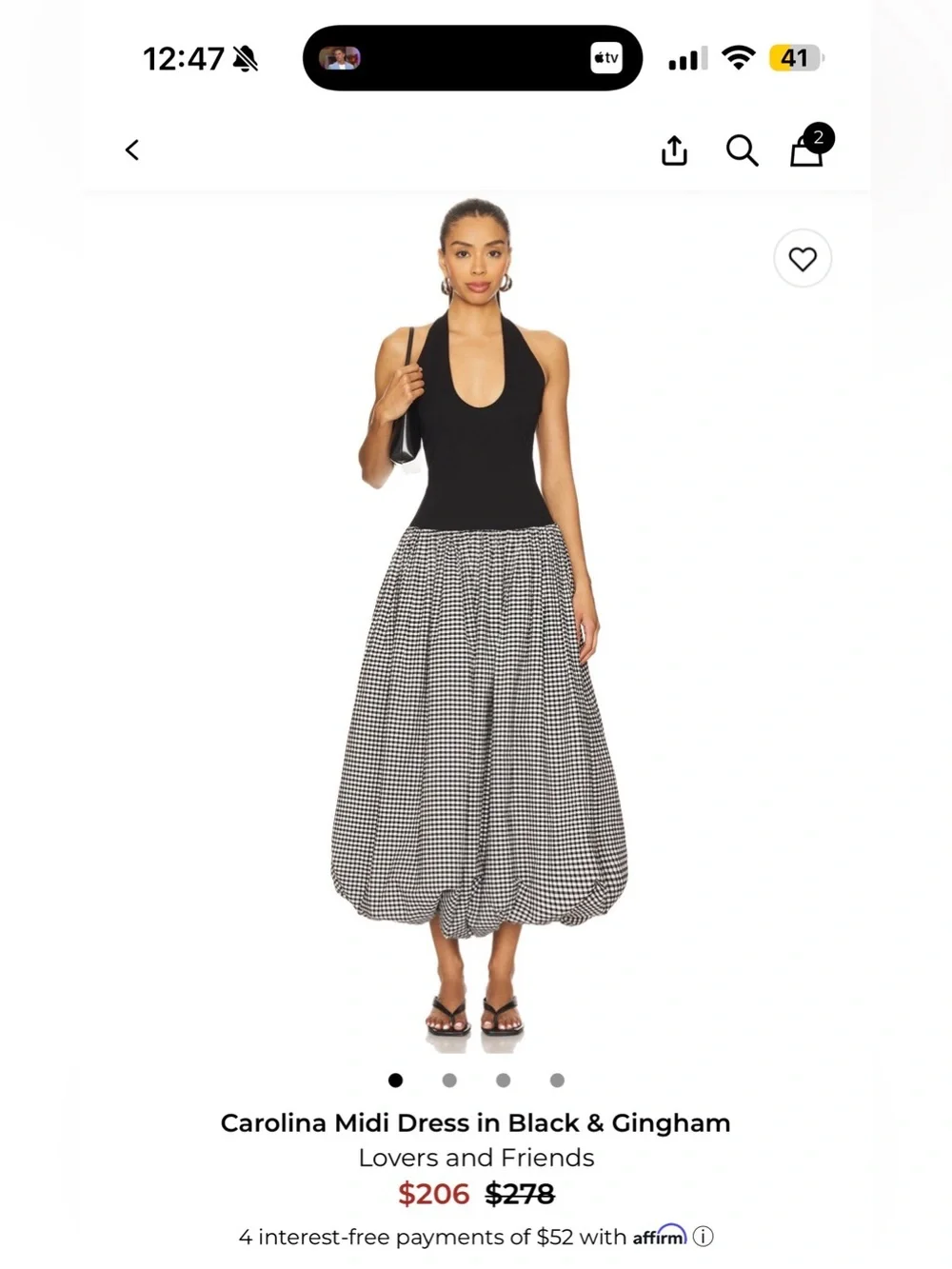 Lovers and Friends Carolina Midi Dress in Black & Gingham